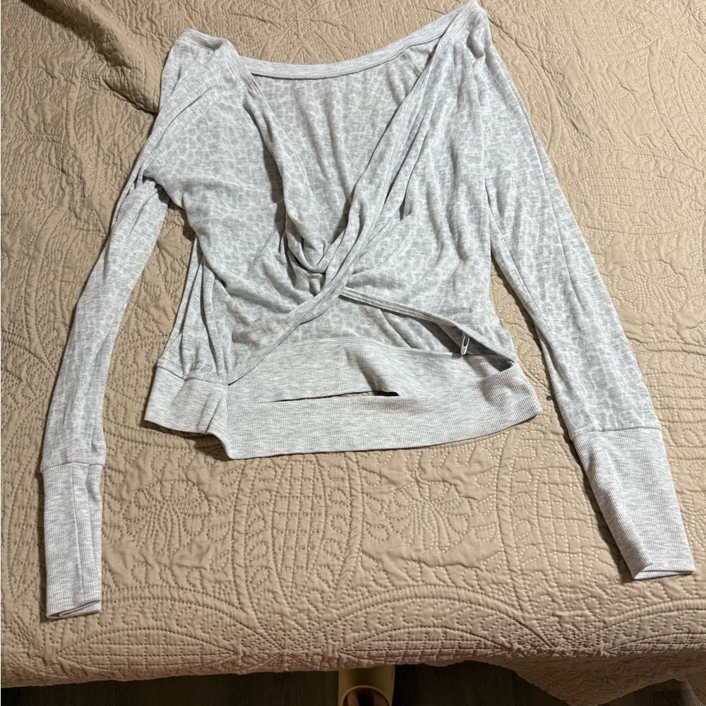 Lorna Jane twist back leopard laser print top